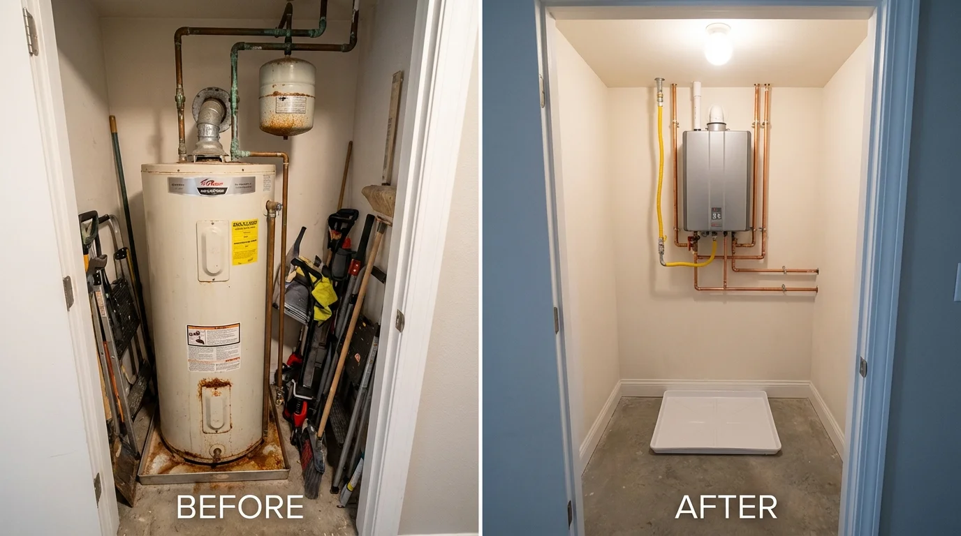 Tank water heater versus wall-mounted tankless unit comparison for Harvey, LA homeowners
